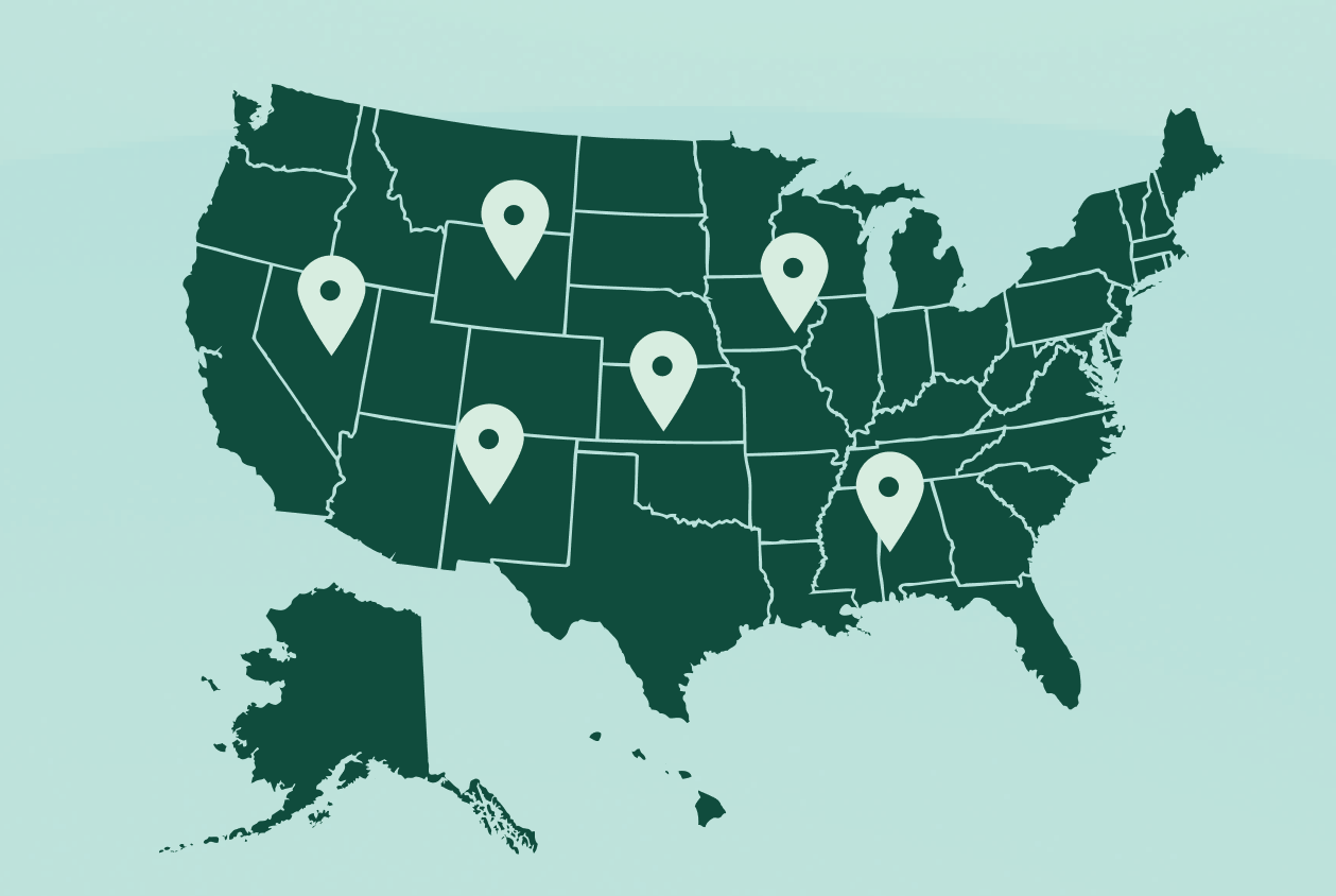 USA map with pinned locations