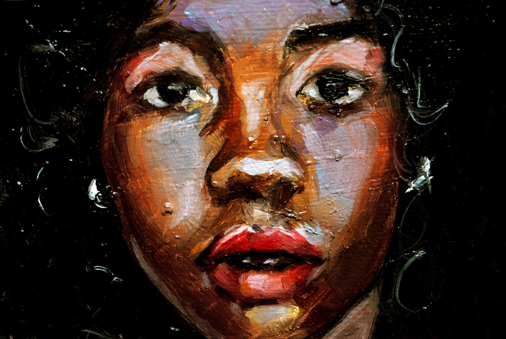 oil painting of a young black woman